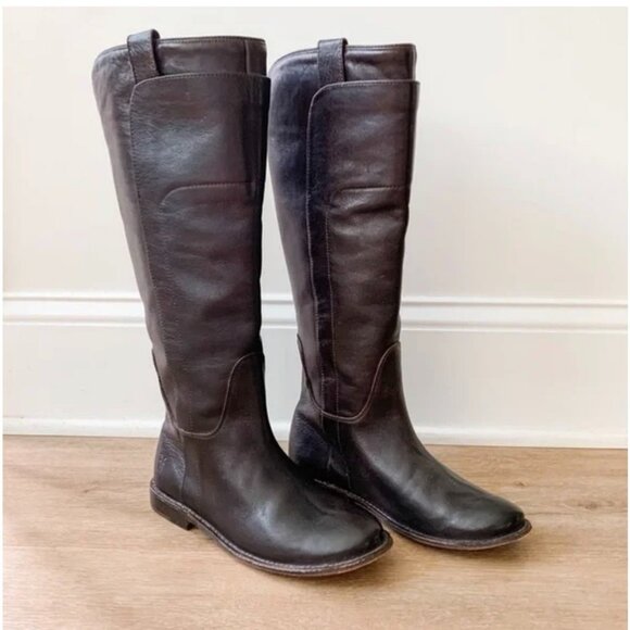 Frye Paige Dark Brown Tall Leather Riding Boot Sz. 8 - Picture 1 of 3